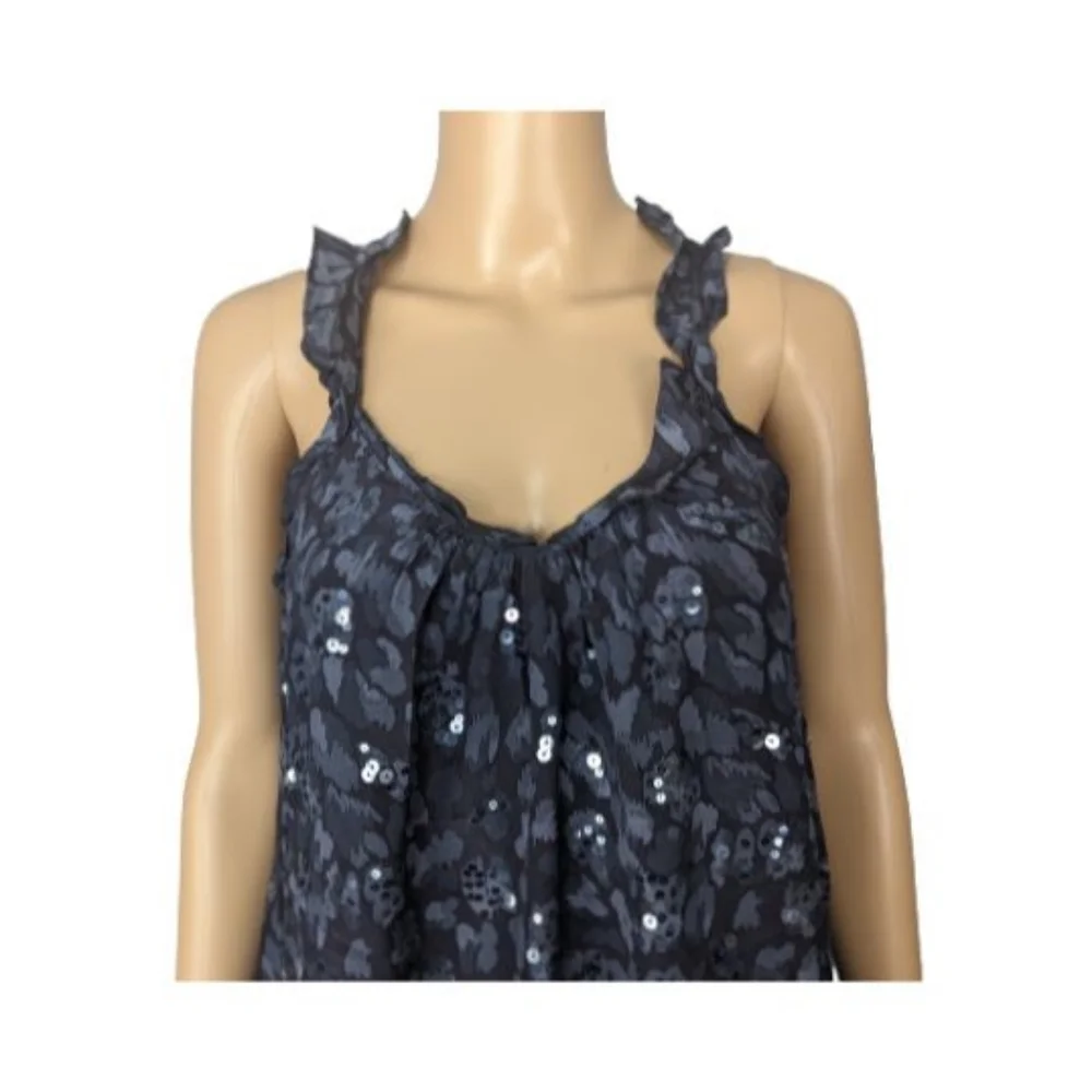 Rebecca Taylor Gray Leopard Print Silk Camisole 4